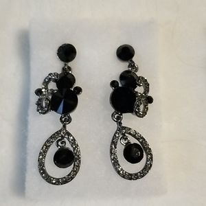 Jet and crystal earrings